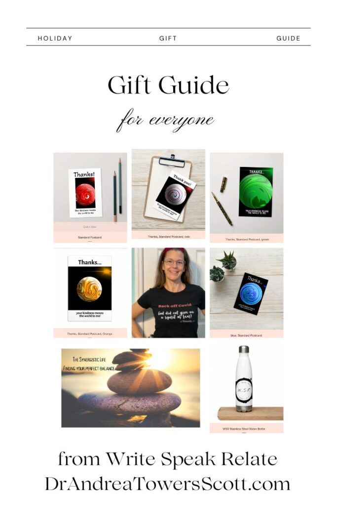 Write.Speak.Relate gift guide for 2022: anti-covid t-shirt, stainless water bottle, thank you notes, and webinar download - all on sale!