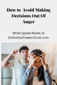 Angry man and woman; fighting; title How to avoid Making Decisions out of Anger